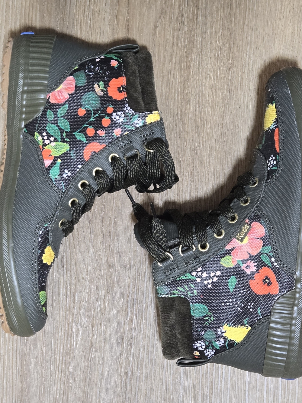 Keds X Rifle Paper Co Women's Olive Floral High-Top Sneakers